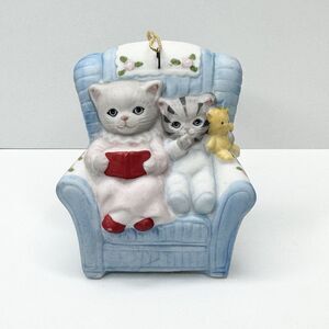 1990 Schmid Kitty Cucumber Christmas Ornament Storytime Cat Kitten Hidden Mouse